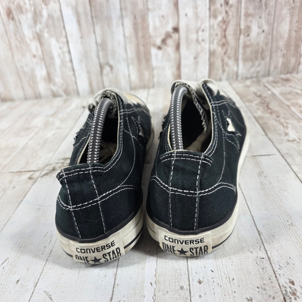 Converse One Star Mens 10 Black Canvas Low Top Sneakers 103639FT Skater Shoes - Picture 3 of 8